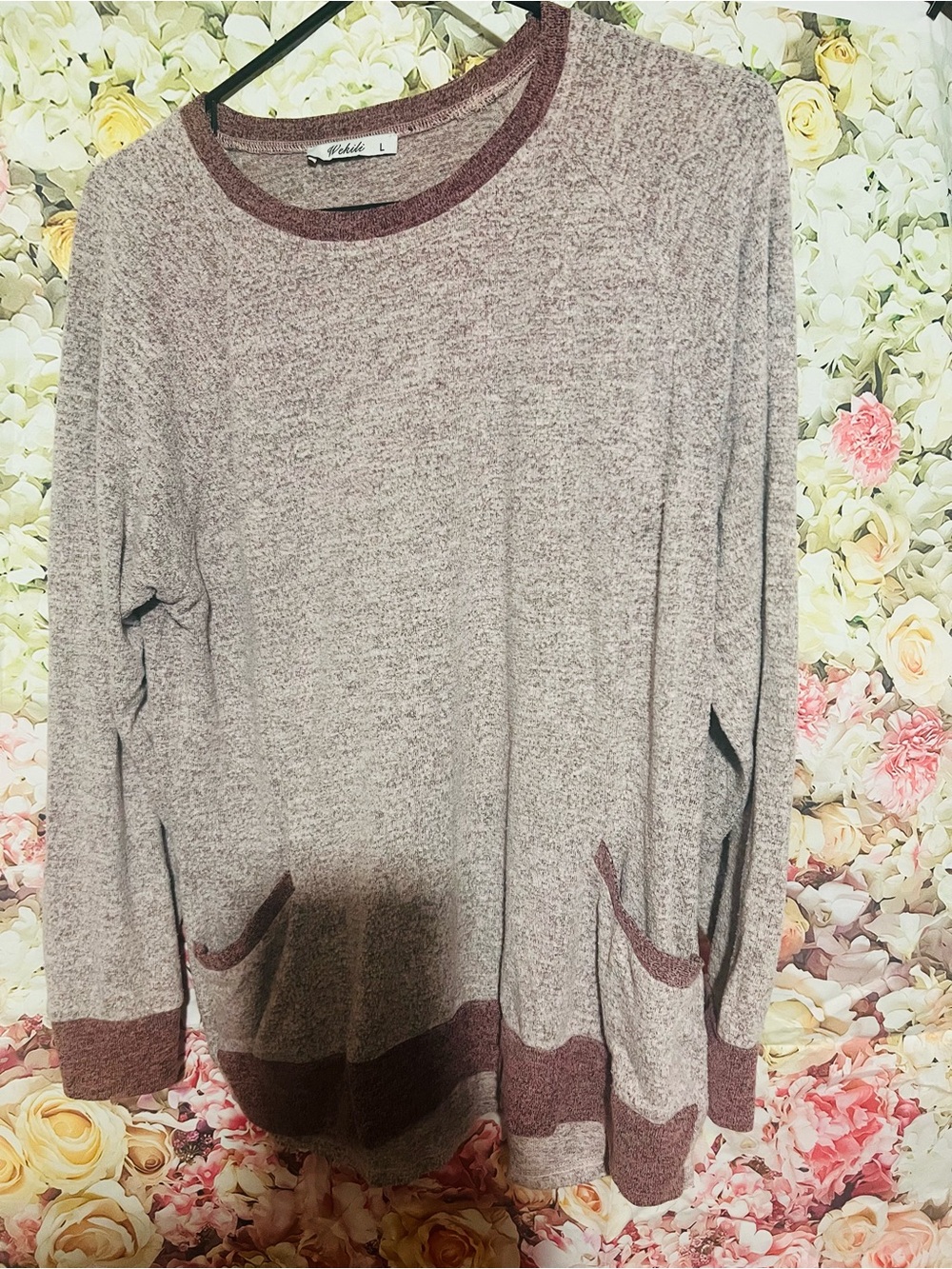 Cozy Long-Sleeve Pocket Pullover - Mauve Heather